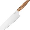 MKM Prima Santoku Olive 6.88" Satin Stainless Fixed Blade Knife