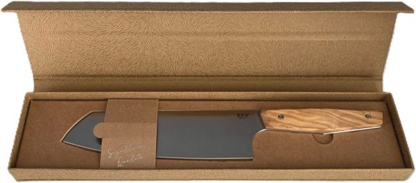 MKM Prima Santoku Olive 6.88" Satin Stainless Fixed Blade Knife