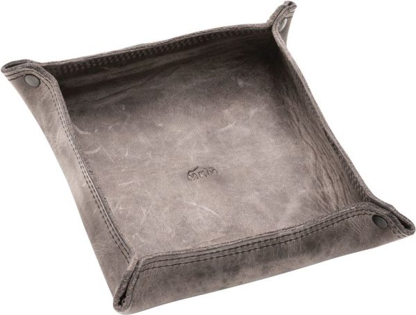 MKM EDC Valet Tray Gray Leather Organizer Italian Made