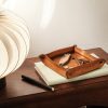 MKM EDC Valet Tray Brown Leather Organizer Italian Made