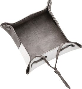 MKM Maniago Foldable Valet Tray Gray White Leather Italy