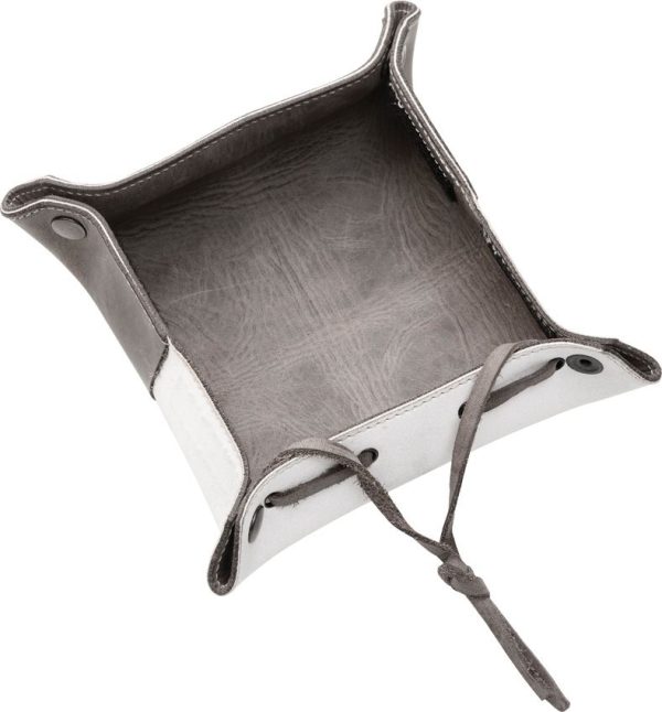 MKM Maniago Foldable Valet Tray Gray White Leather Italy