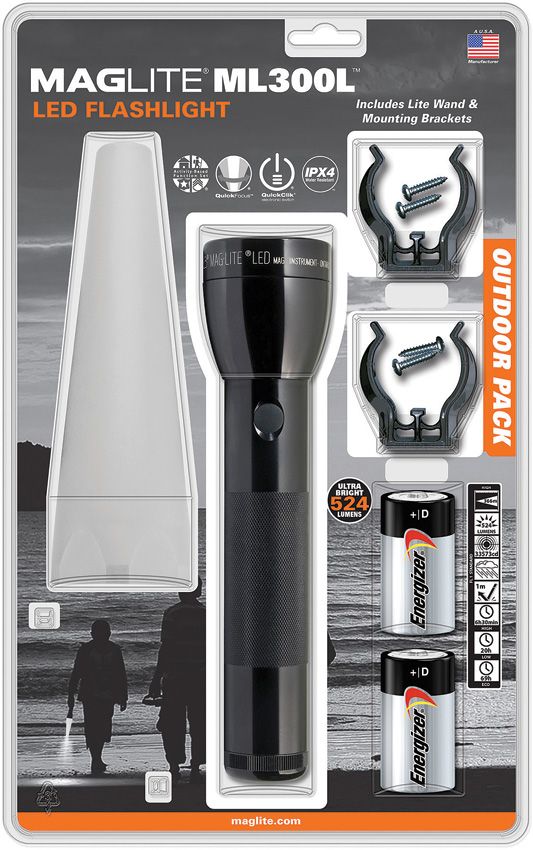 Mag-Lite ML300L LED Flashlight 487 Lumens Water Resistant Black