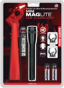 Mag-Lite Mini LED Flashlight Safety Pack Black Water Resistant