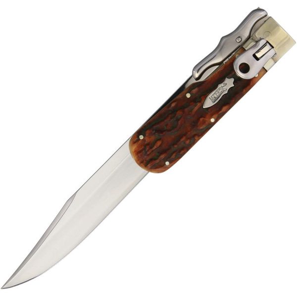 Marbles Folding Bowie 4" Stainless Blade Brown Bone Handle