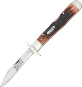 Marbles Folding Guard Lockback 4.38" Stag Bone Folding Knife w/ Pouch