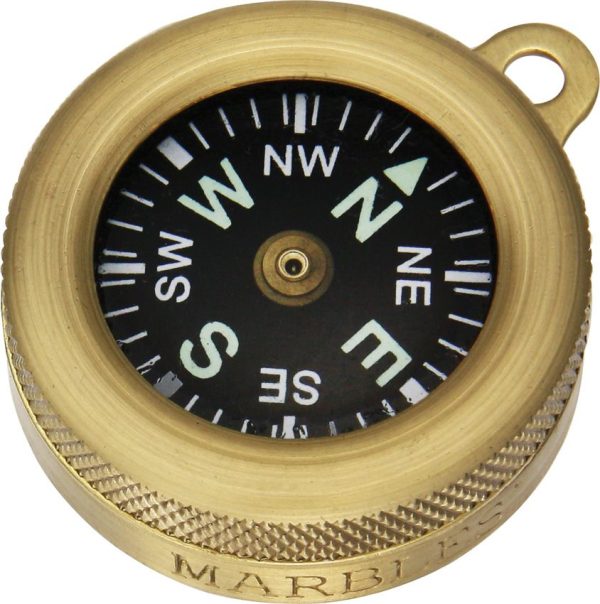 Marbles Pocket Compass Brass Luminous Dial