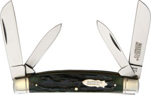 Marbles Congress Green Stag Bone Folding Knife 4.13"