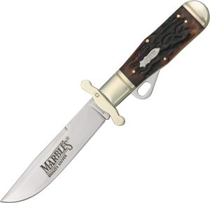 MR204.jpg Marbles Safety Folder Stainless Bowie Stag Bone w/ Pouch
