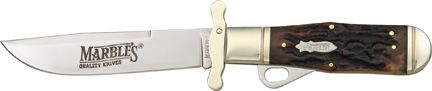 MR204_add_01.jpg Marbles Safety Folder Stainless Bowie Stag Bone w/ Pouch