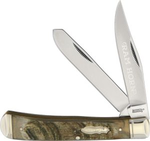 Marbles Rams Horn Trapper Folding Knife Stainless Clip Spey