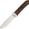 MR403.jpg Marbles Outers Fixed Blade Knife 4" Stainless Clip Point Stag Bone w/ Sheath