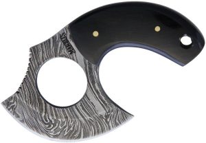 Marbles Damascus Skinner - Horn Handle Finger Ring