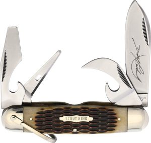 MR468.jpg Marbles Scout King Dave Canterbury Folding Knife 4.25" Brown Bone