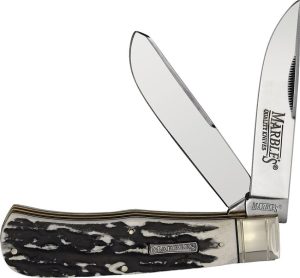 Marbles Jumbo Trapper Black Stag Folding Knife 4.5"