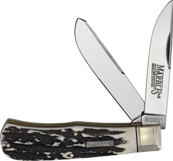 Marbles Jumbo Trapper Black Stag Folding Knife 4.5"