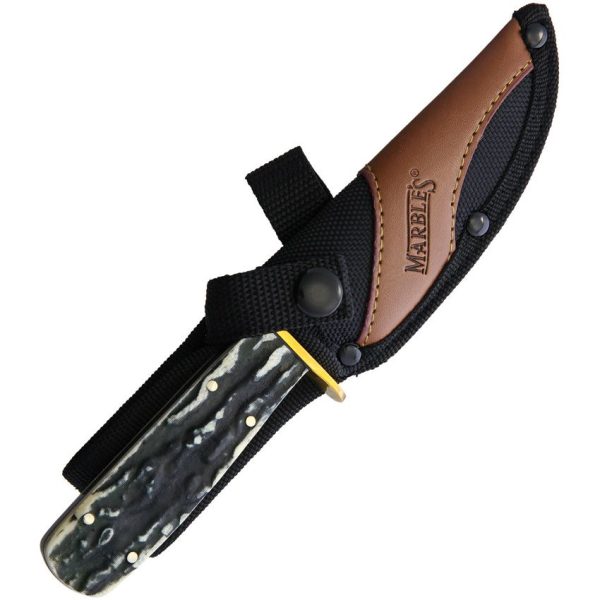 Marbles Cowboy Skinner Black Stag Bone Fixed Blade