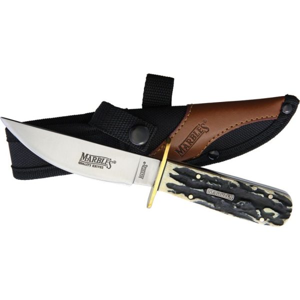 Marbles Cowboy Skinner Black Stag Bone Fixed Blade