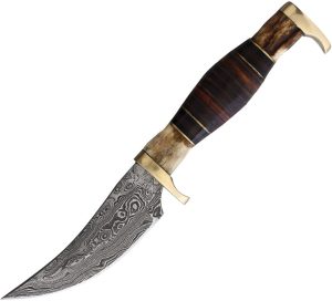 Marbles Small Skinner Damascus Fixed Blade Knife Stag Bone
