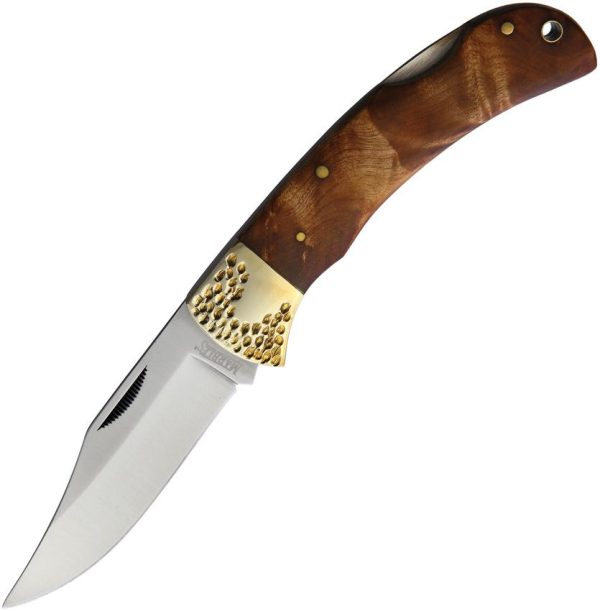 MR562.jpg Marbles Large Lockback Folding Knife Burl Wood 3.5in Blade