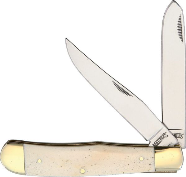 Marbles Trapper White Smooth Bone Folding Knife 4.13"
