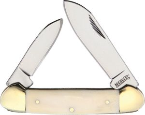 Marbles Canoe White Smooth Bone Folding Knife 3.63"