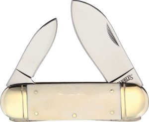 Marbles Sunfish White Smooth Bone Folding Knife 4.13"