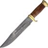Marbles Damascus Bowie Fixed Blade Stacked Leather Handle