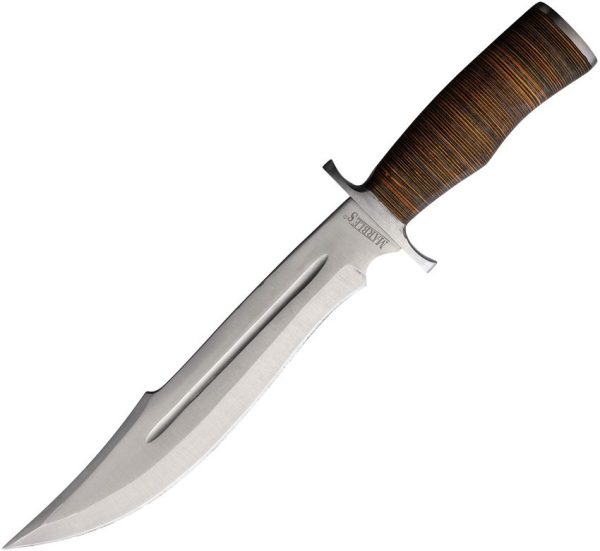 Marbles Stacked Leather Bowie Fixed Blade - Stainless