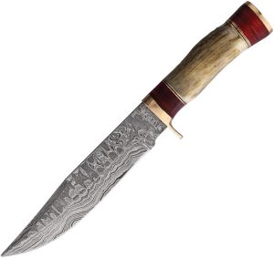 Marbles Skinner Damascus Fixed Blade Knife Stag Bone