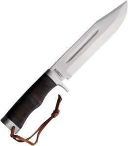Marbles Hunter Fixed Blade - Stacked Leather Handle