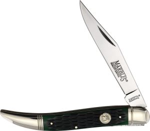 MR629.jpg Marbles Large Toothpick Green Bone Folding Knife 5"