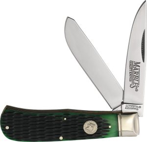 MR630.jpg Marbles Jumbo Trapper Green Bone Folding Knife 4.5"