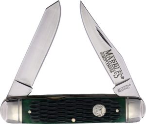 MR631.jpg Marbles Two Blade Jack Folding Knife 4.25" Green Bone