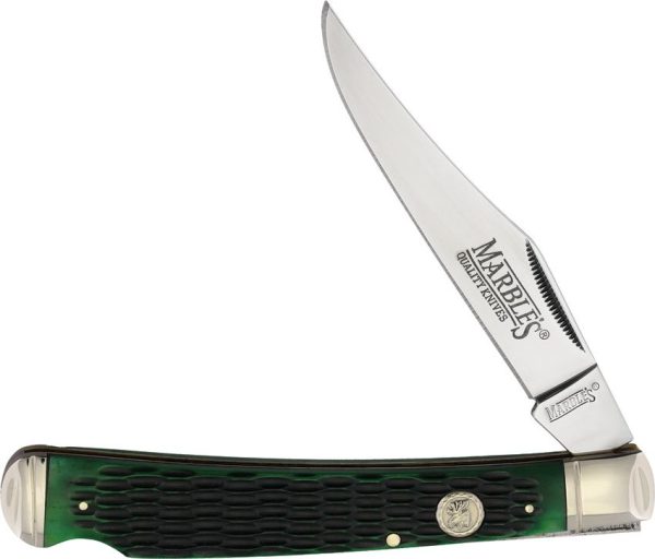 MR632.jpg Marbles One Blade Hunter Green Bone Folding Knife 5.25"