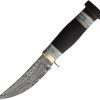Marbles Hunter Damascus Fixed Blade Knife 4.5" Brown Wood
