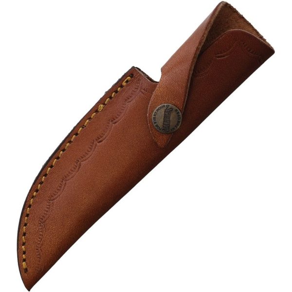 Marbles Hunter Damascus Fixed Blade Knife 4.5" Brown Wood