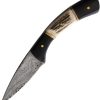 Marbles 3" Damascus Fixed Blade Knife with Stag Handle and Sheath