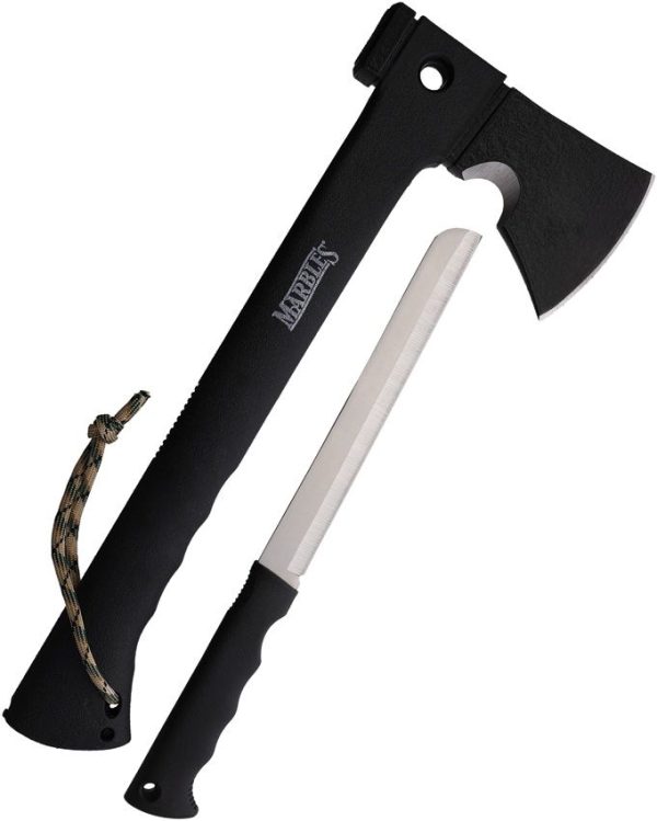 Marbles Camp Axe 14" Fixed Blade Black Synthetic Sheath Ferro Rod