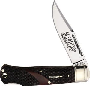 Marbles Lockback Folding Knife Brown Checkered Bone 3.88"