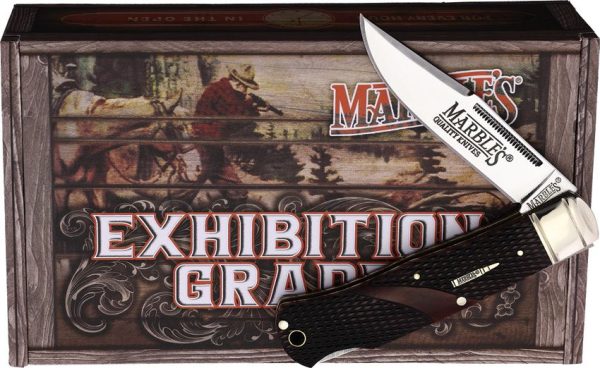 Marbles Lockback Folding Knife Brown Checkered Bone 3.88"