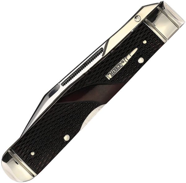 Marbles Swing Guard Folding Knife Brown Checkered Bone 4.25"