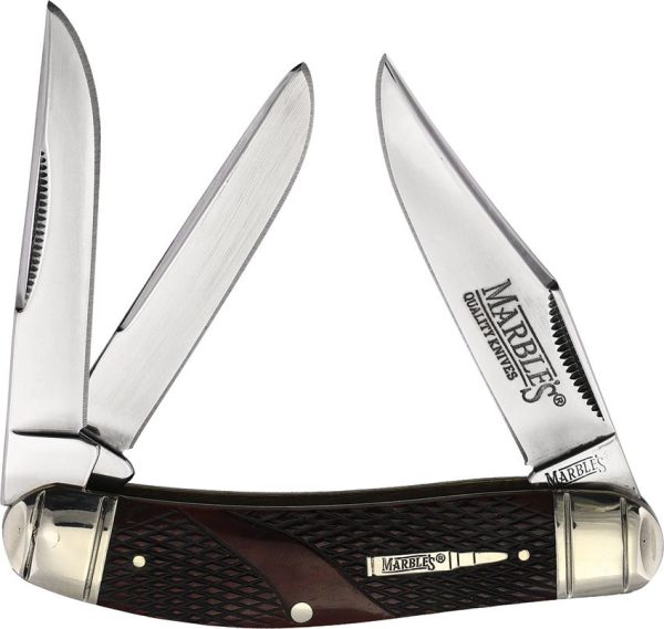 Marbles Sowbelly Whittler Folding Knife Brown Check Bone 3.75"