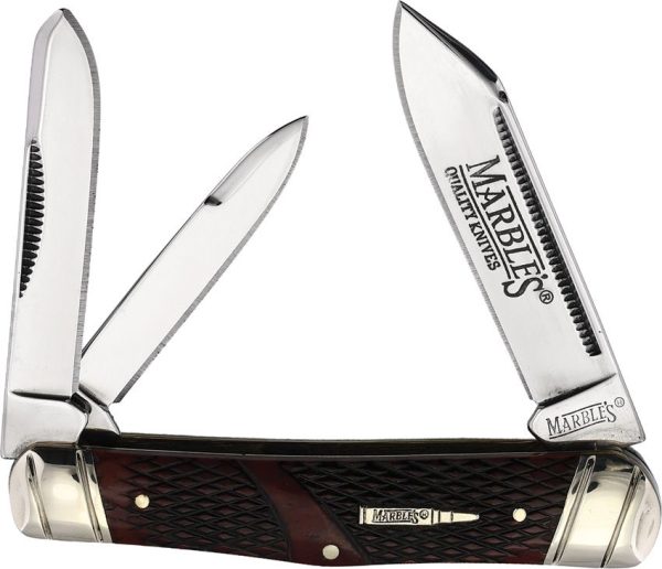 MR681.jpg Marbles Whittler Brown Checkered Bone Folding Knife 3.25"