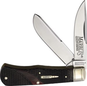 MR683.jpg Marbles Trapper Brown Checker Folding Knife 3.88"