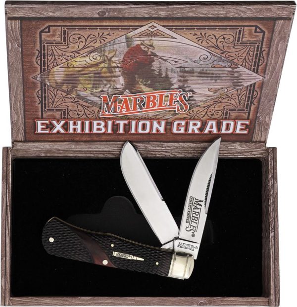 Marbles Trapper Brown Checker Folding Knife 3.88"