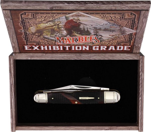 Marbles Large Whittler Folding Knife Brown Checkered Bone 4.5"