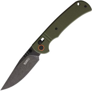 MR694.jpg Marbles Slide Lock Folding Knife 3.5" Black Stonewash Blade Green G10