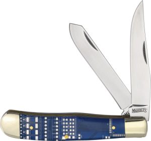 MR718.jpg Marbles Geek Trapper Folding Knife 4.13" Blue Acrylic Handle