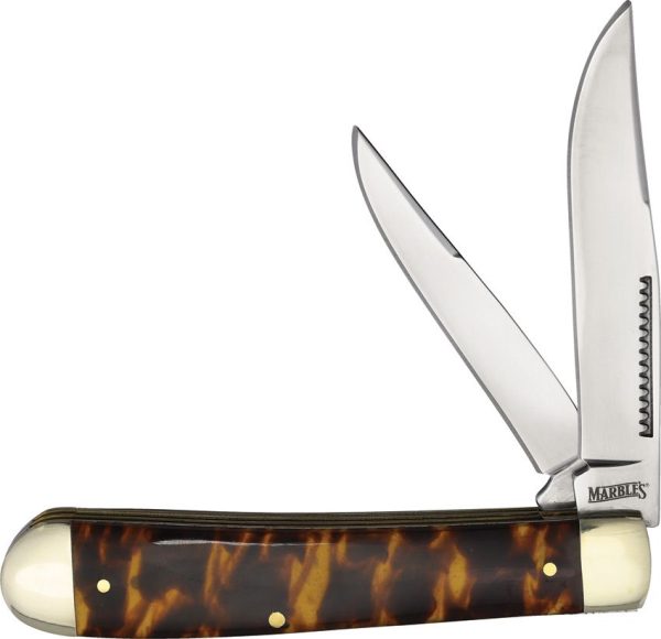 Marbles Trapper Imitation Tortoise Folding Knife 4" Closed